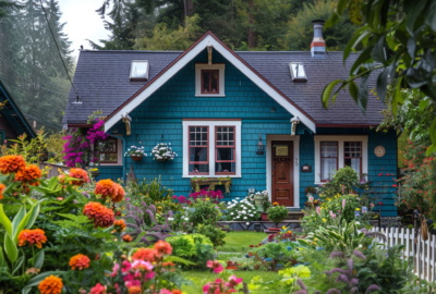 Beautiful small home in North Seattle with a lush garden, symbolizing the benefits of focusing on a specific geographic area for interior design projects