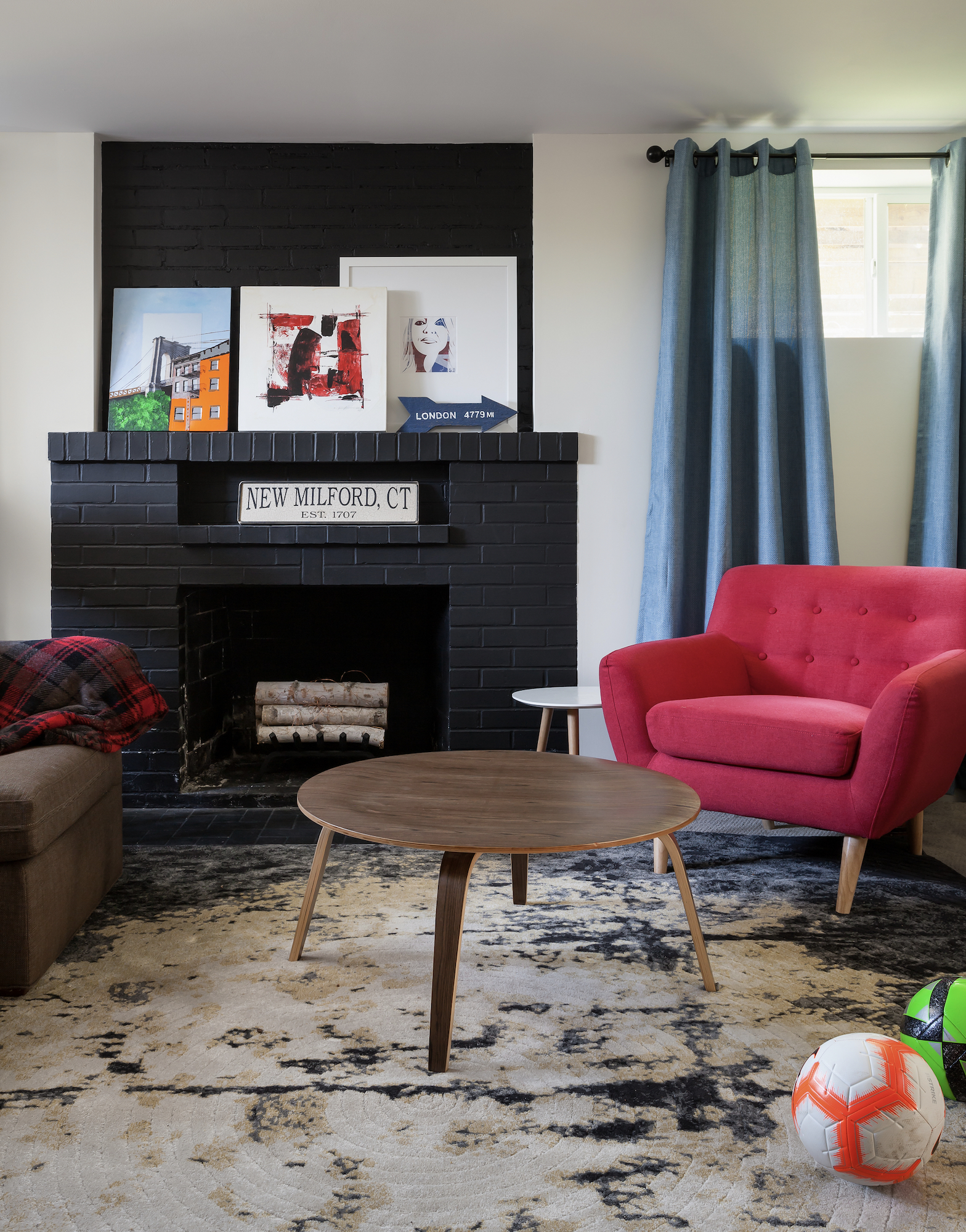 Black Fireplace Hot Pink Chair Seriously Happy Rec Room