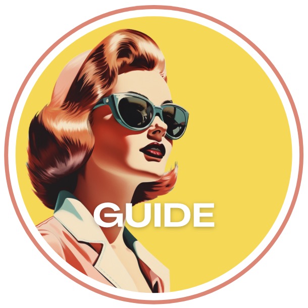 Guide Graphic Guide Graphic, vintage woman on yellow background